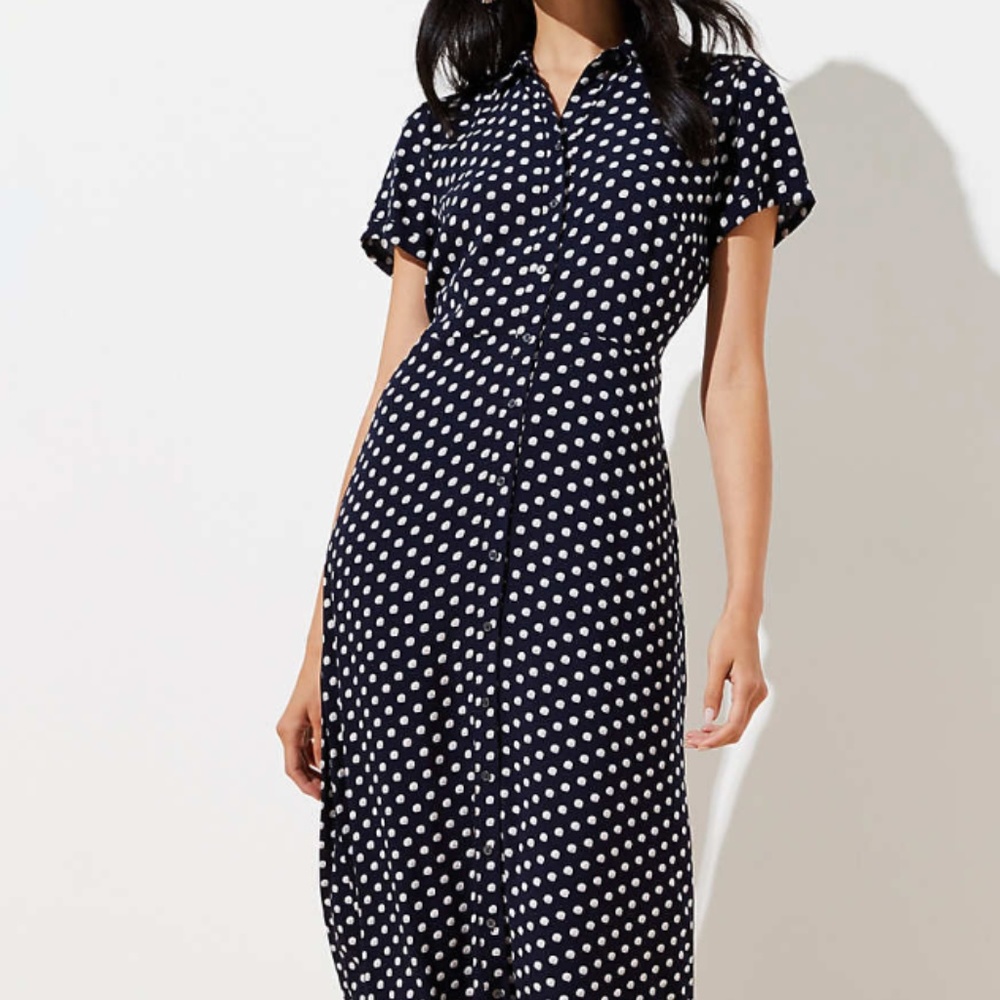 LOFT Floral Maxi Shirtdress - Navy Size 12